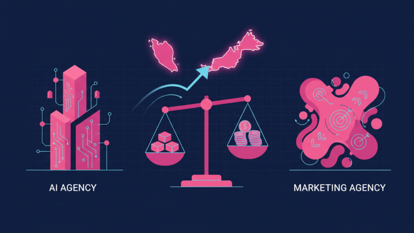 Illustration for NineTen's article on ai agency vs marketing agency malaysia cost