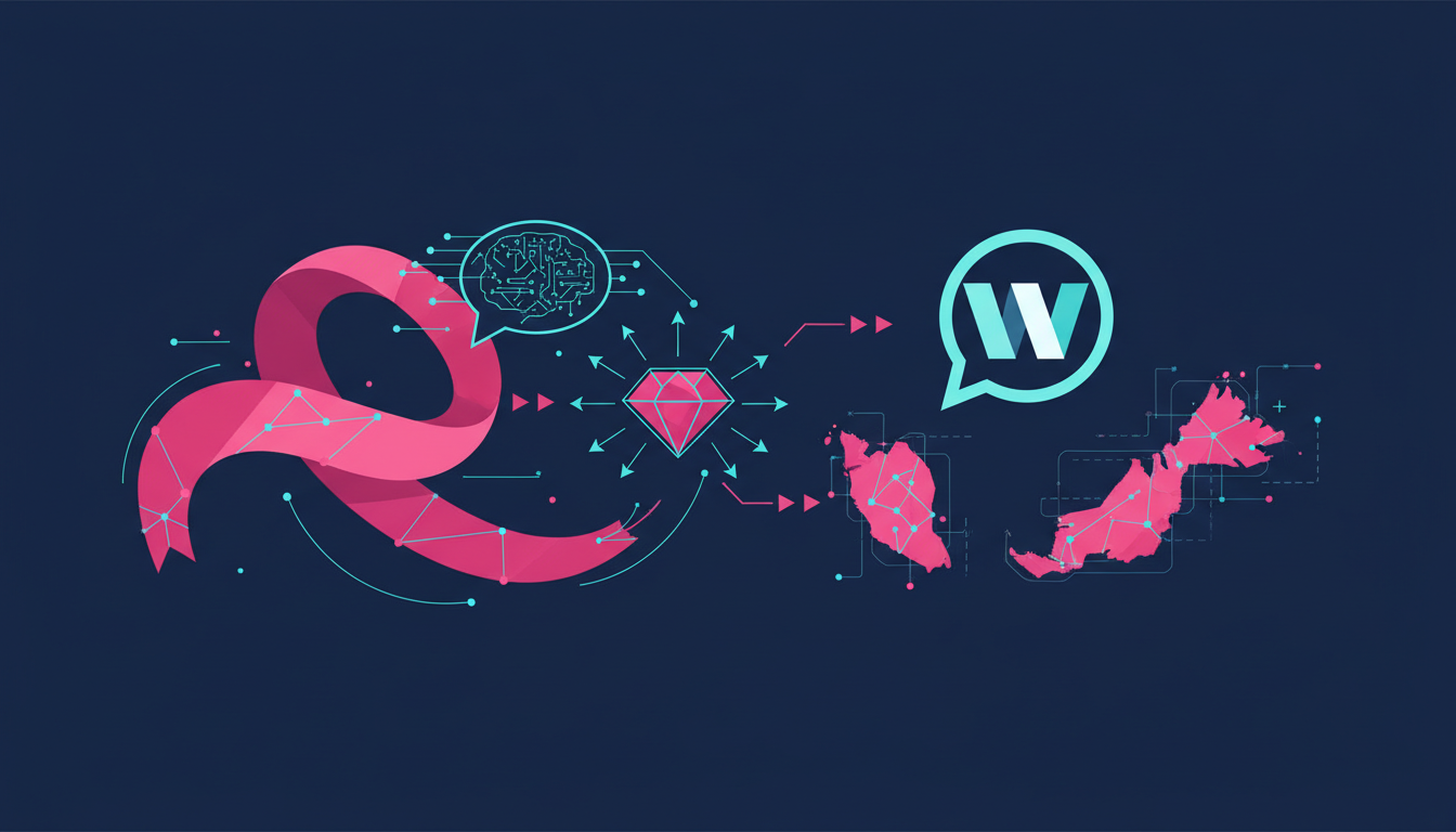Illustration for NineTen's article on how AI follows up with B2B leads on WhatsApp in Malaysia
